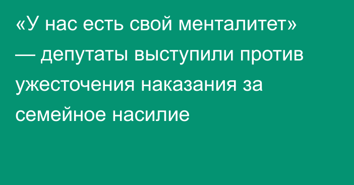 «У нас есть свой менталитет» — депутаты выступили против ужесточения наказания за семейное насилие