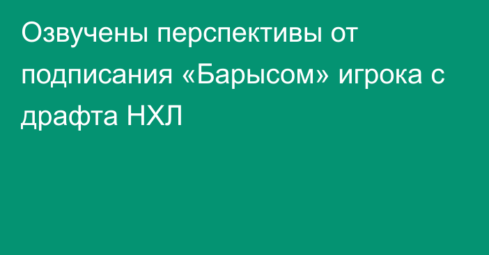 Озвучены перспективы от подписания «Барысом» игрока с драфта НХЛ