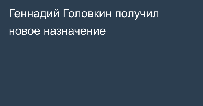 Геннадий Головкин получил новое назначение