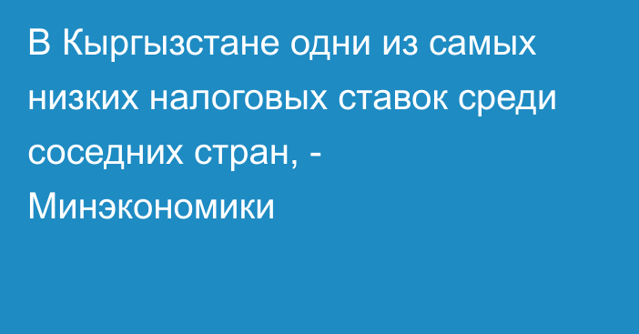 В Кыргызстане одни из самых низких налоговых ставок среди соседних стран, - Минэкономики