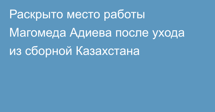 Раскрыто место работы Магомеда Адиева после ухода из сборной Казахстана