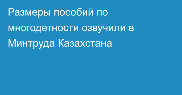 Размеры пособий по многодетности озвучили в Минтруда Казахстана