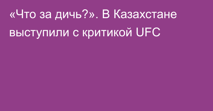 «Что за дичь?». В Казахстане выступили с критикой UFC