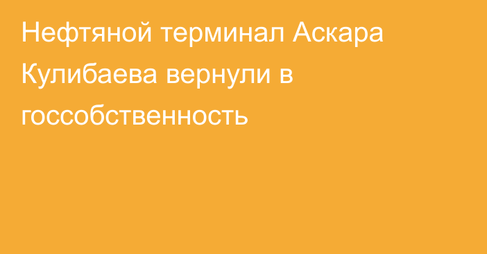 Нефтяной терминал Аскара Кулибаева вернули в госсобственность