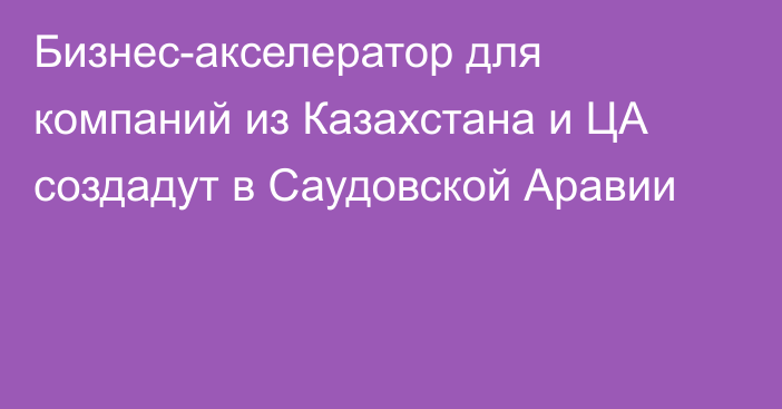 Бизнес-акселератор для компаний из Казахстана и ЦА создадут в Саудовской Аравии