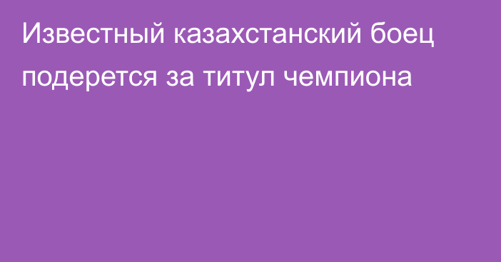 Известный казахстанский боец подерется за титул чемпиона