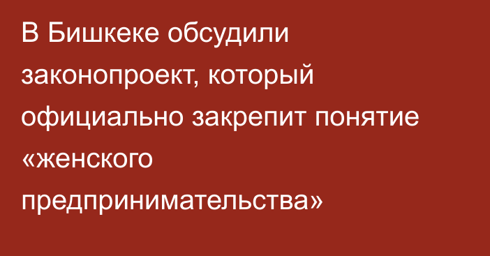 В Бишкеке обсудили законопроект, который официально закрепит понятие «женского предпринимательства»