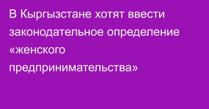 В Кыргызстане хотят ввести законодательное определение «женского предпринимательства»