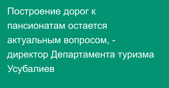 Построение дорог к пансионатам остается актуальным вопросом, - директор Департамента туризма Усубалиев