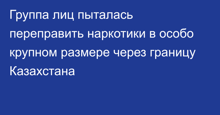 Группа лиц пыталась переправить наркотики в особо крупном размере через границу Казахстана