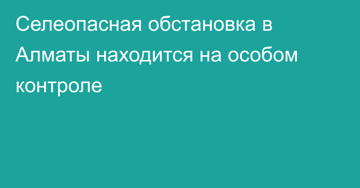 Селеопасная обстановка в Алматы находится на особом контроле