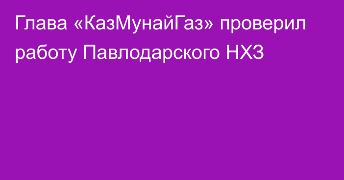 Глава «КазМунайГаз» проверил работу Павлодарского НХЗ