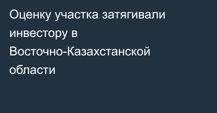 Оценку участка затягивали инвестору в Восточно-Казахстанской области