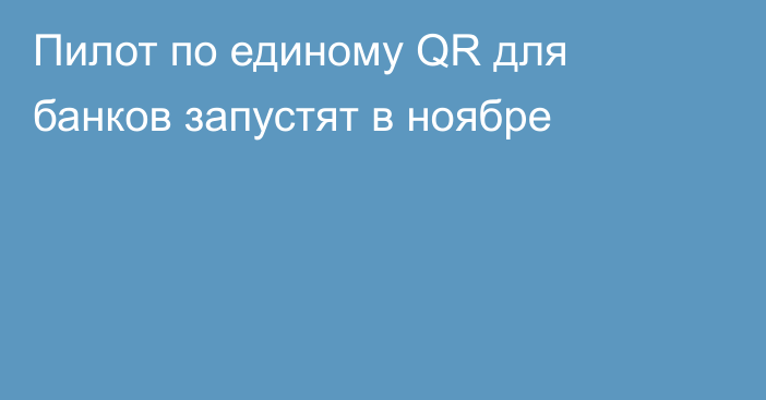 Пилот по единому QR для банков запустят в ноябре