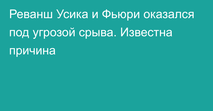 Реванш Усика и Фьюри оказался под угрозой срыва. Известна причина