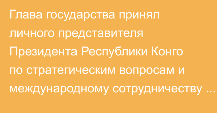 Глава государства принял личного представителя Президента Республики Конго по стратегическим вопросам и международному сотрудничеству Франсуазу Жоли