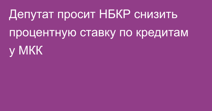 Депутат просит НБКР снизить процентную ставку по кредитам у МКК