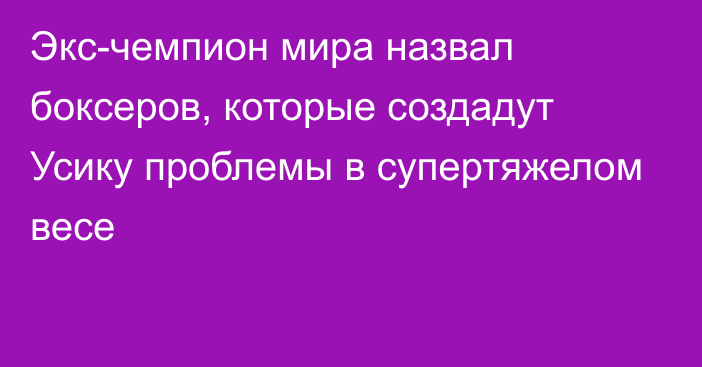 Экс-чемпион мира назвал боксеров, которые создадут Усику проблемы в супертяжелом весе