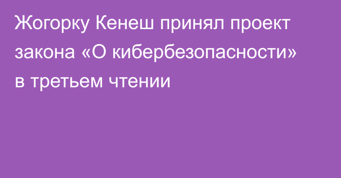 Жогорку Кенеш принял проект закона «О кибербезопасности» в третьем чтении