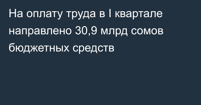 На оплату труда в I квартале направлено 30,9 млрд сомов бюджетных средств