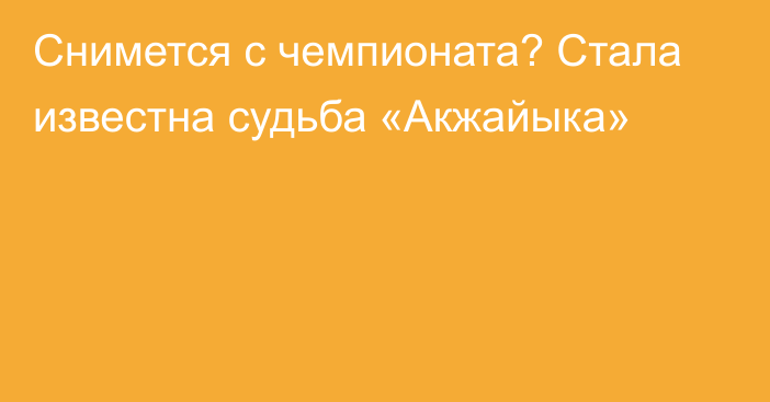 Снимется с чемпионата? Стала известна судьба «Акжайыка»