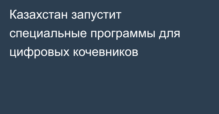 Казахстан запустит специальные программы для цифровых кочевников