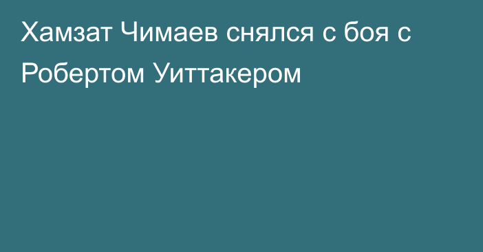 Хамзат Чимаев снялся с боя с Робертом Уиттакером