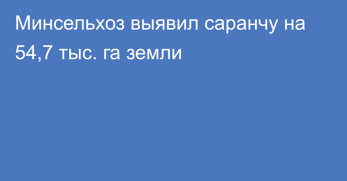 Минсельхоз выявил саранчу на 54,7 тыс. га земли