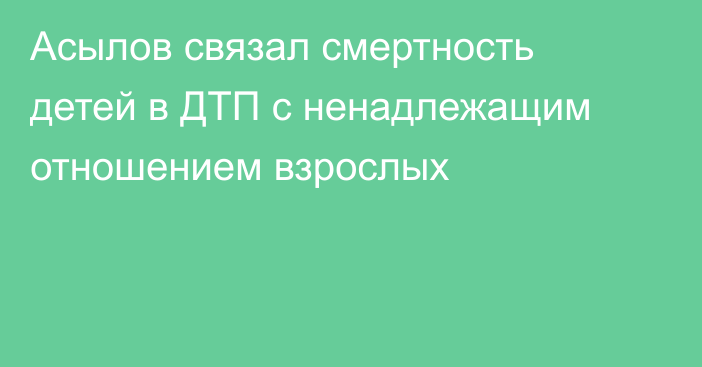 Асылов связал смертность детей в ДТП с ненадлежащим отношением взрослых