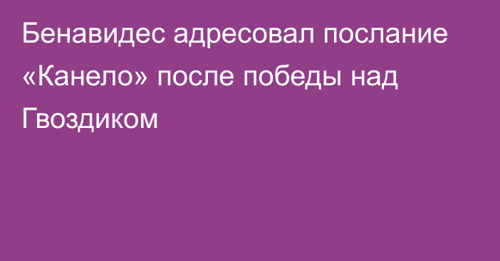 Бенавидес адресовал послание «Канело» после победы над Гвоздиком