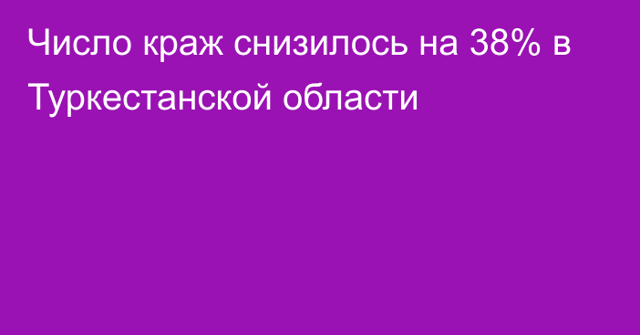 Число краж снизилось на 38% в Туркестанской области