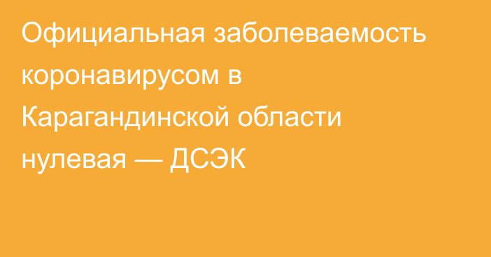 Официальная заболеваемость коронавирусом в Карагандинской области нулевая — ДСЭК