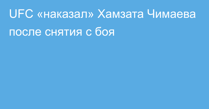 UFC «наказал» Хамзата Чимаева после снятия с боя