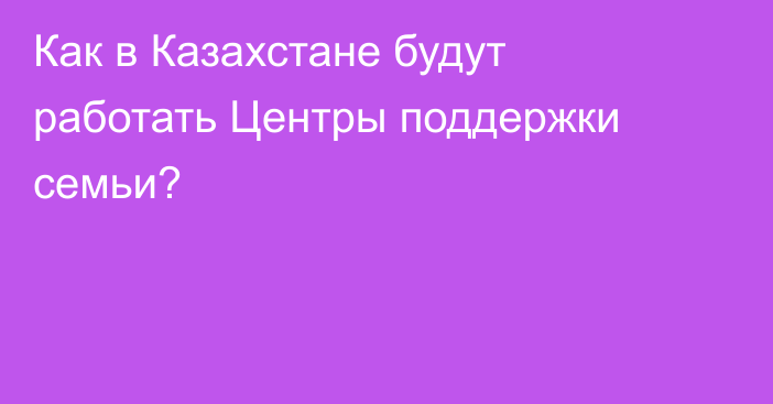 Как в Казахстане будут работать Центры поддержки семьи?