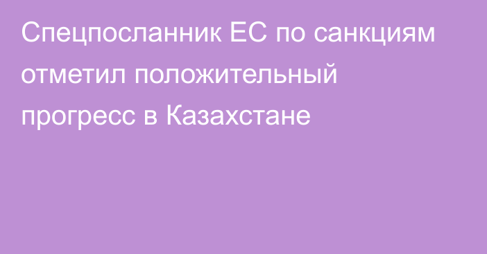 Спецпосланник ЕС по санкциям отметил положительный прогресс в Казахстане