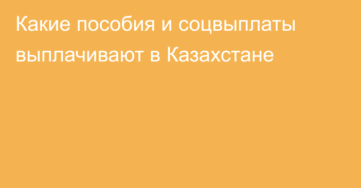 Какие пособия и соцвыплаты выплачивают в Казахстане