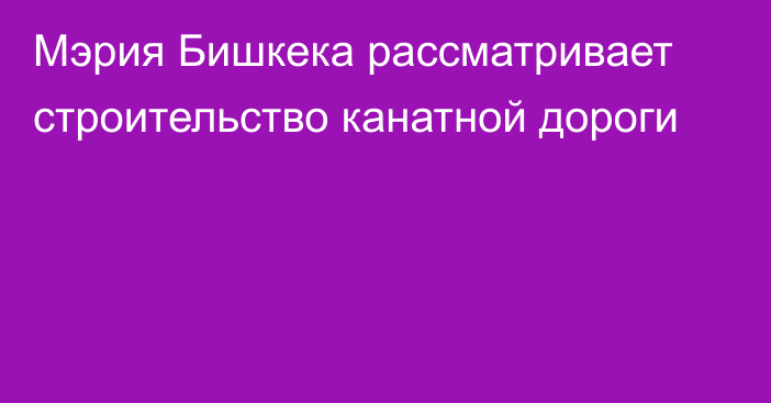 Мэрия Бишкека рассматривает строительство канатной дороги