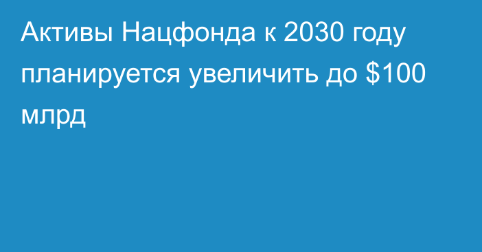 Активы Нацфонда к 2030 году планируется увеличить до $100 млрд