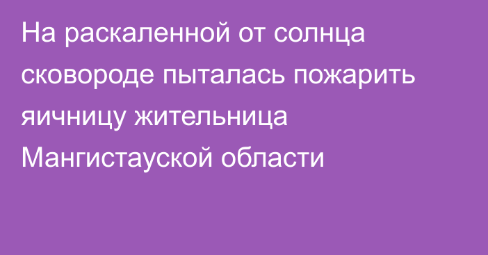 На раскаленной от солнца сковороде пыталась пожарить яичницу жительница Мангистауской области