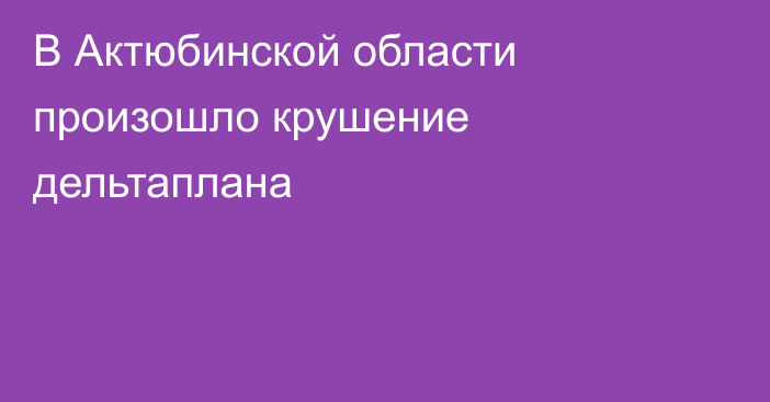 В Актюбинской области произошло крушение дельтаплана