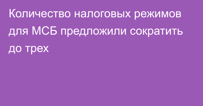 Количество налоговых режимов для МСБ предложили сократить до трех