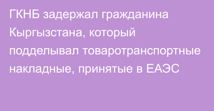 ГКНБ задержал гражданина Кыргызстана, который подделывал товаротранспортные накладные, принятые в ЕАЭС