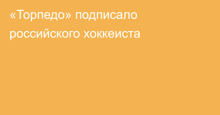 «Торпедо» подписало российского хоккеиста