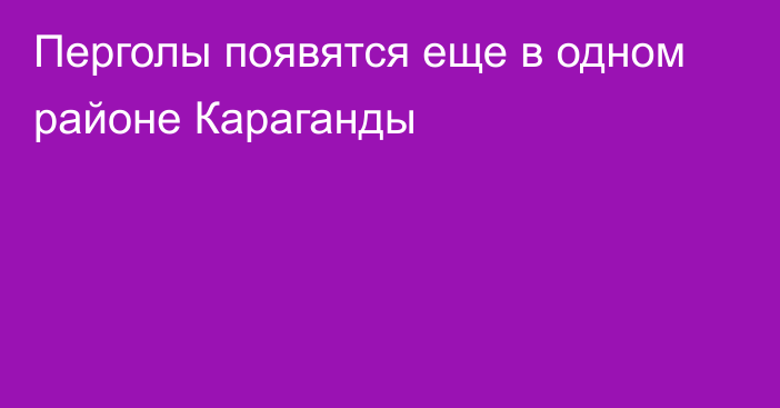 Перголы появятся еще в одном районе Караганды