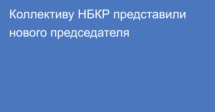 Коллективу НБКР представили нового председателя