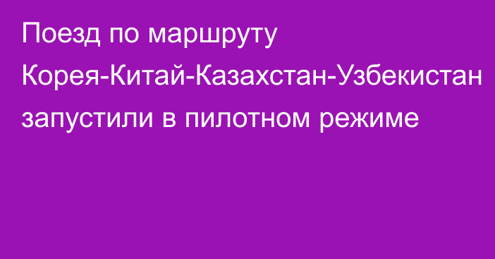 Поезд по маршруту Корея-Китай-Казахстан-Узбекистан запустили в пилотном режиме