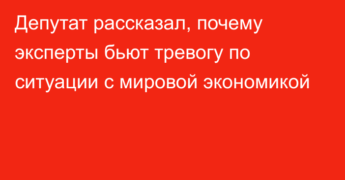 Депутат рассказал, почему эксперты бьют тревогу по ситуации с мировой экономикой