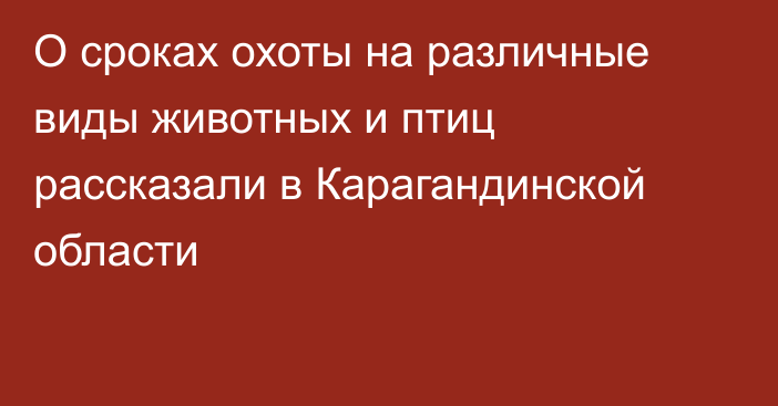 О сроках охоты на различные виды животных и птиц рассказали в Карагандинской области