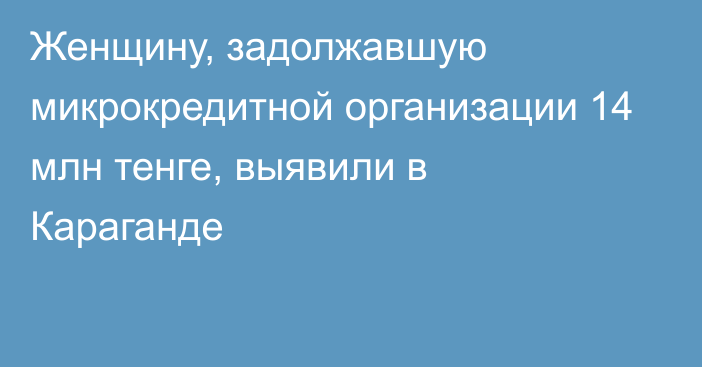 Женщину, задолжавшую микрокредитной организации 14 млн тенге, выявили в Караганде