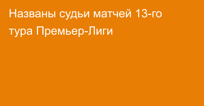 Названы судьи матчей 13-го тура Премьер-Лиги